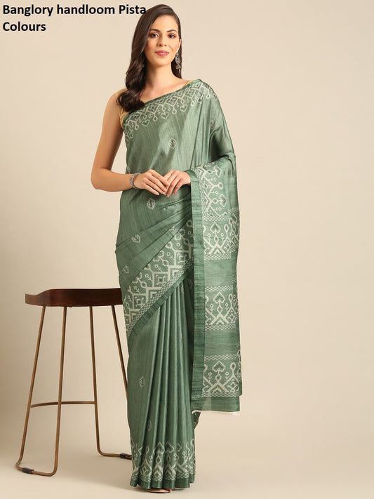 Banglory Handloom Pista Bunawat Sarees