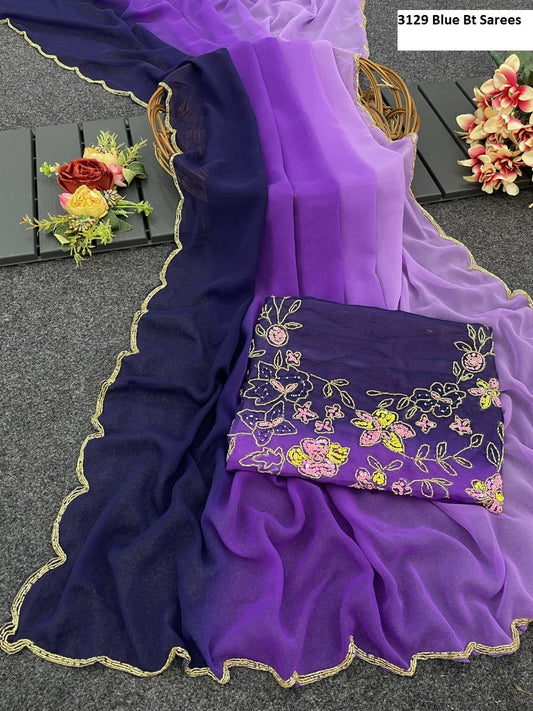 3129 Blue Bt Sarees