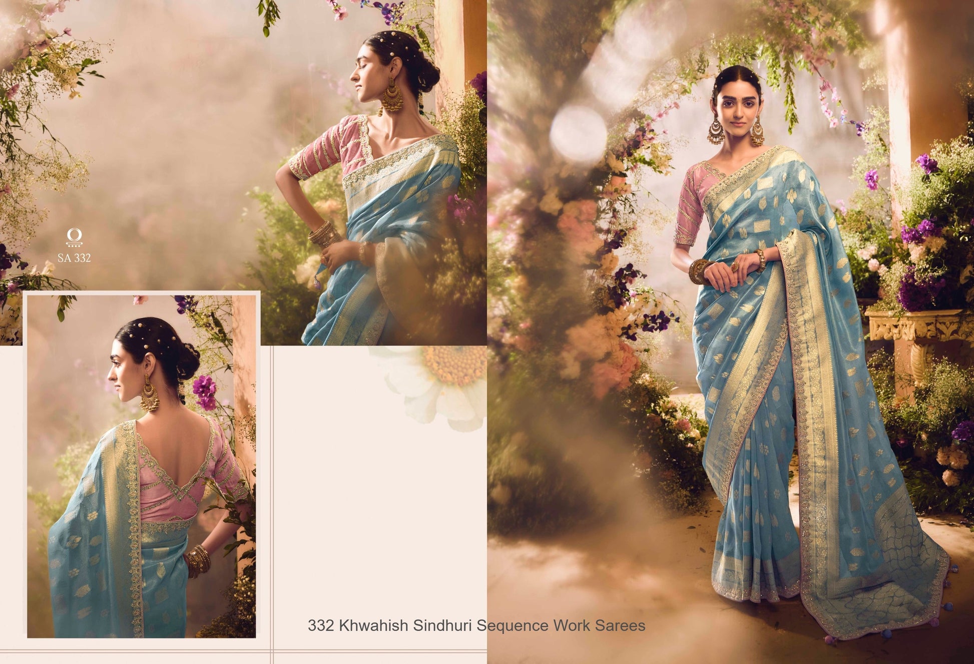 332 Khwahish Sindhuri Sequence Work Sarees