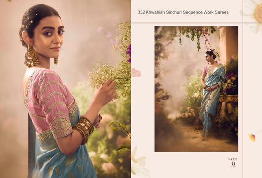 332 Khwahish Sindhuri Sequence Work Sarees