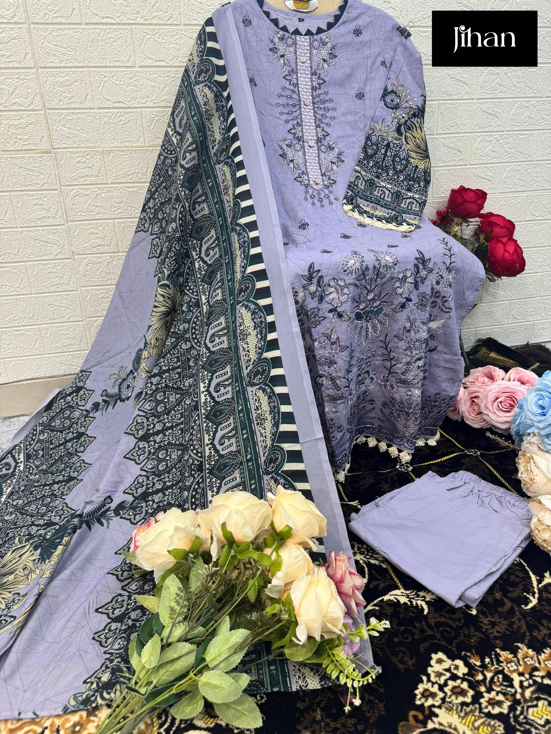 3356B Chevron Luxury Lawn Collection Jihan Embroidery Pakistani Salwar Suits