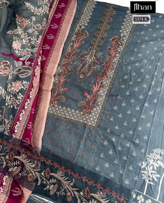 3374-K Jihan Embroidery Pakistani Patch Suits