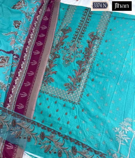 3374-N Jihan Embroidery Pakistani Patch Suits