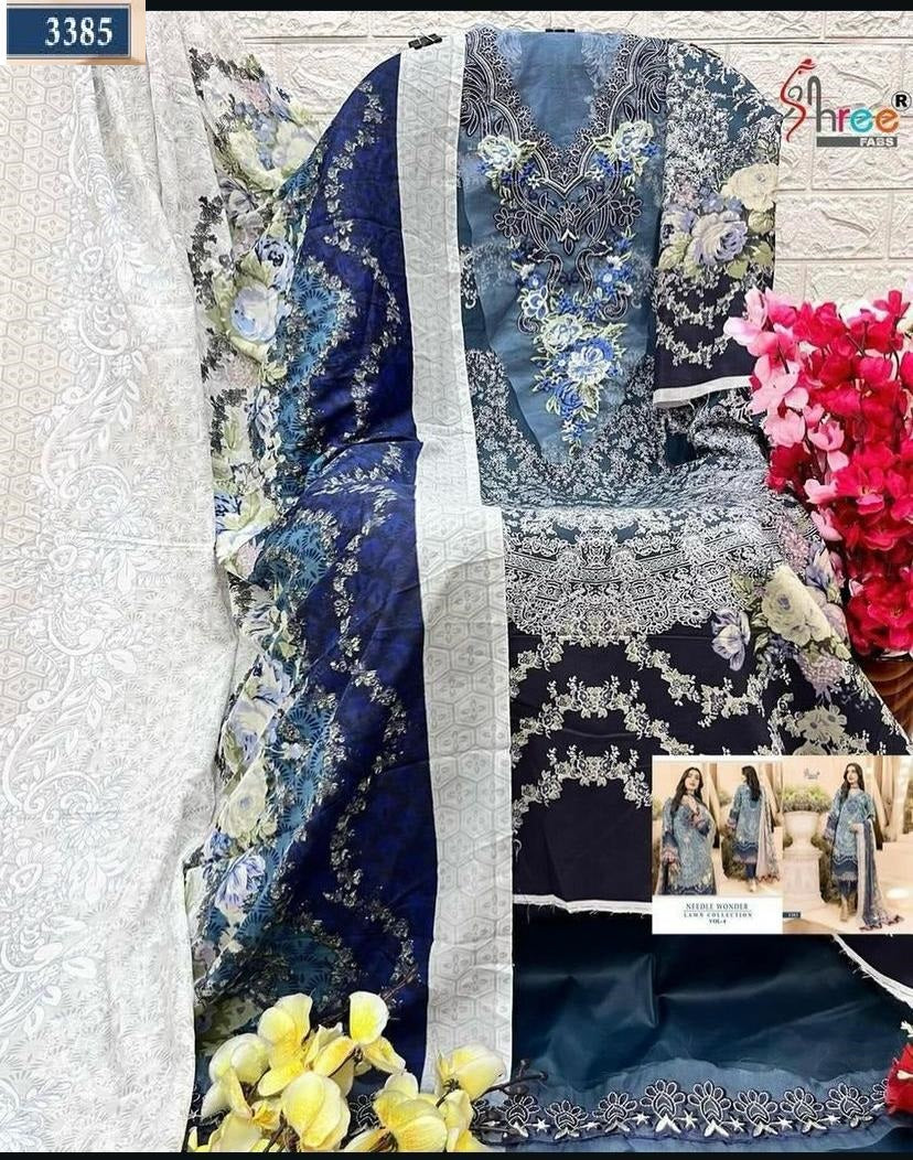 3385 Needle Wonder Lawn Collection Vol 4 Shree Fabs Printed Pakistani Patch Suits