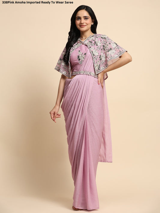 338Pink Amoha Imported Ready To Wear Saree