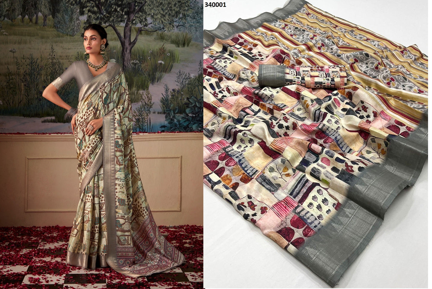 340001 Shimoni Silk Rajpath Handloom Sarees