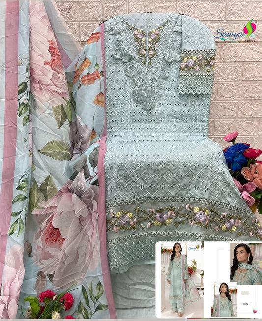 34002 Adan Libas Chikankari 34 Saniya Trendz Pure Cotton Pakistani Salwar Suits