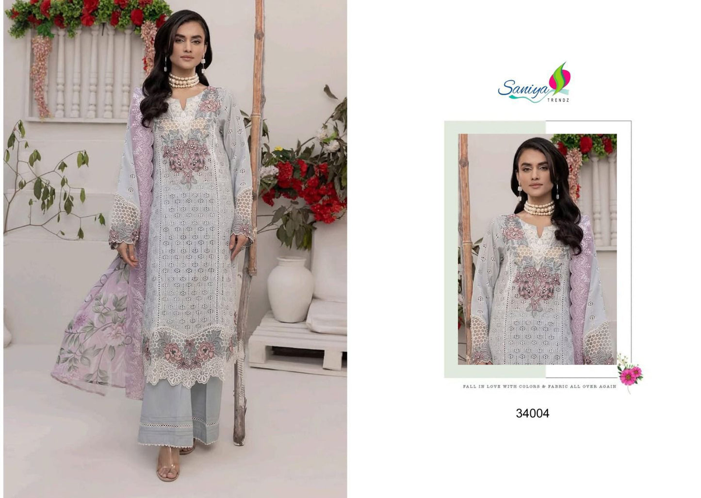 34004 Adan Libas Chikankari 34 Saniya Trendz Pure Cotton Pakistani Salwar Suits