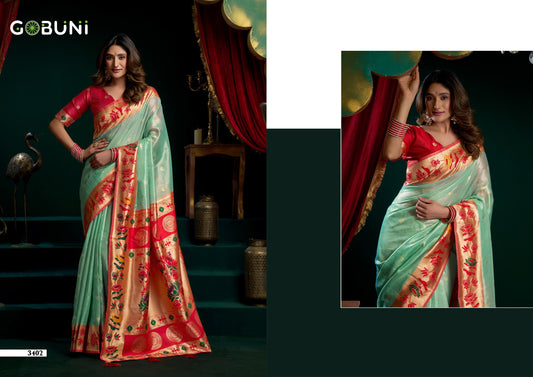 3402 Seerat Gobuni Tissue Sarees