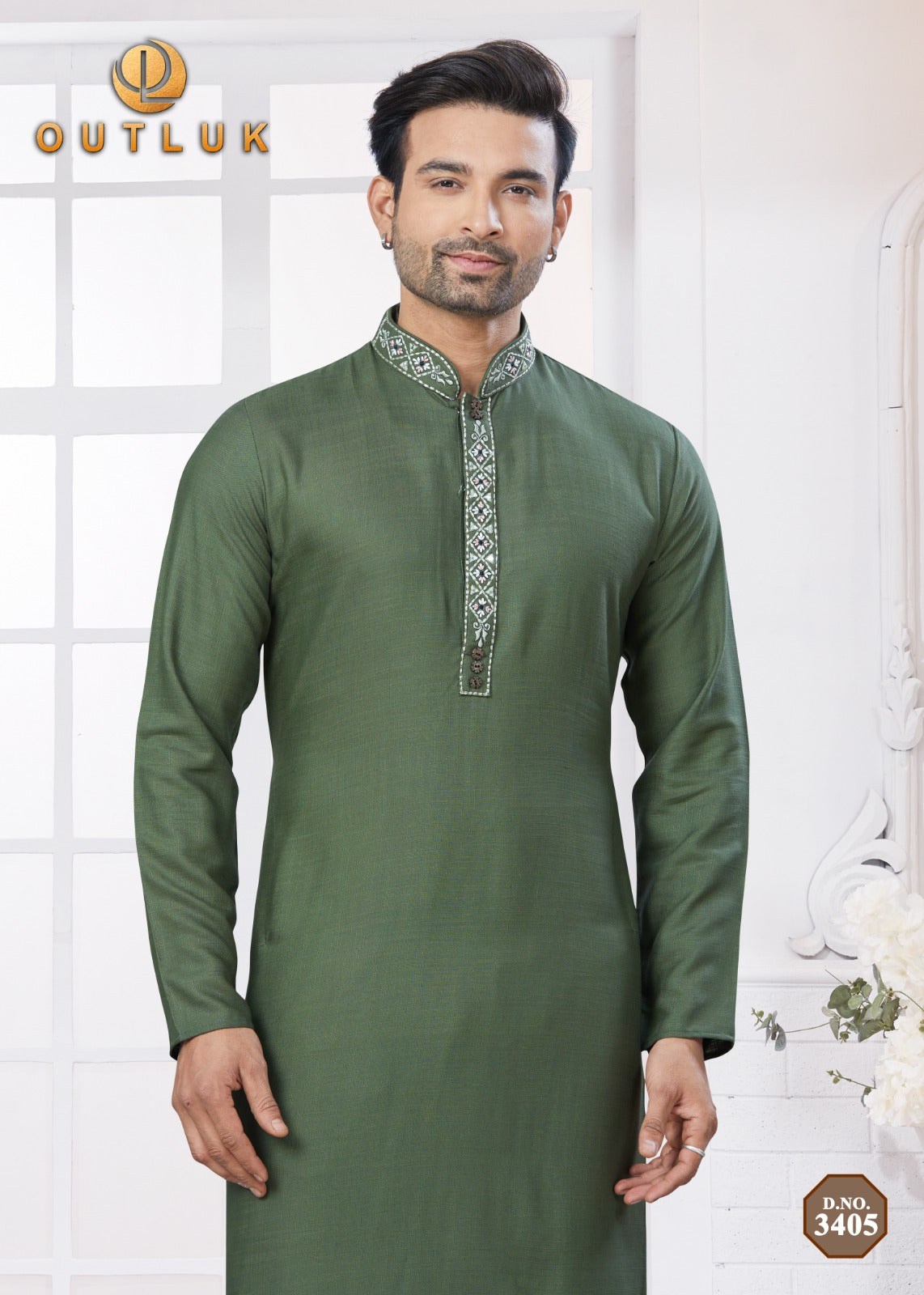 3405 Wedding Collection Vol 34 Outluk Pure Cotton Mens Kurta Pyjama