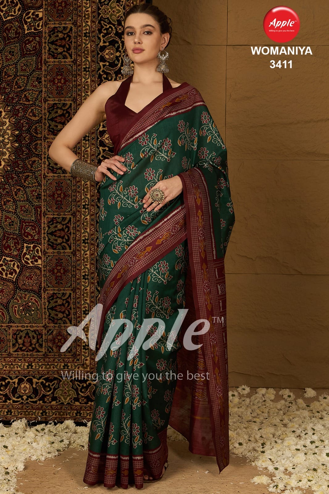 3411 Womaniya Vol 34 Apple Print Sarees