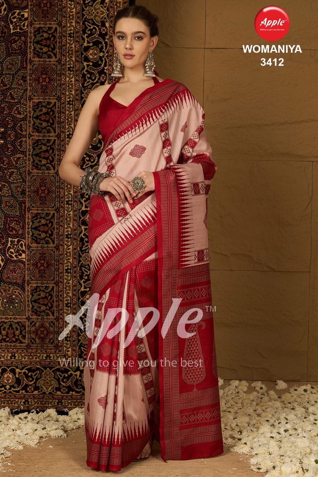 3412 Womaniya Vol 34 Apple Print Sarees
