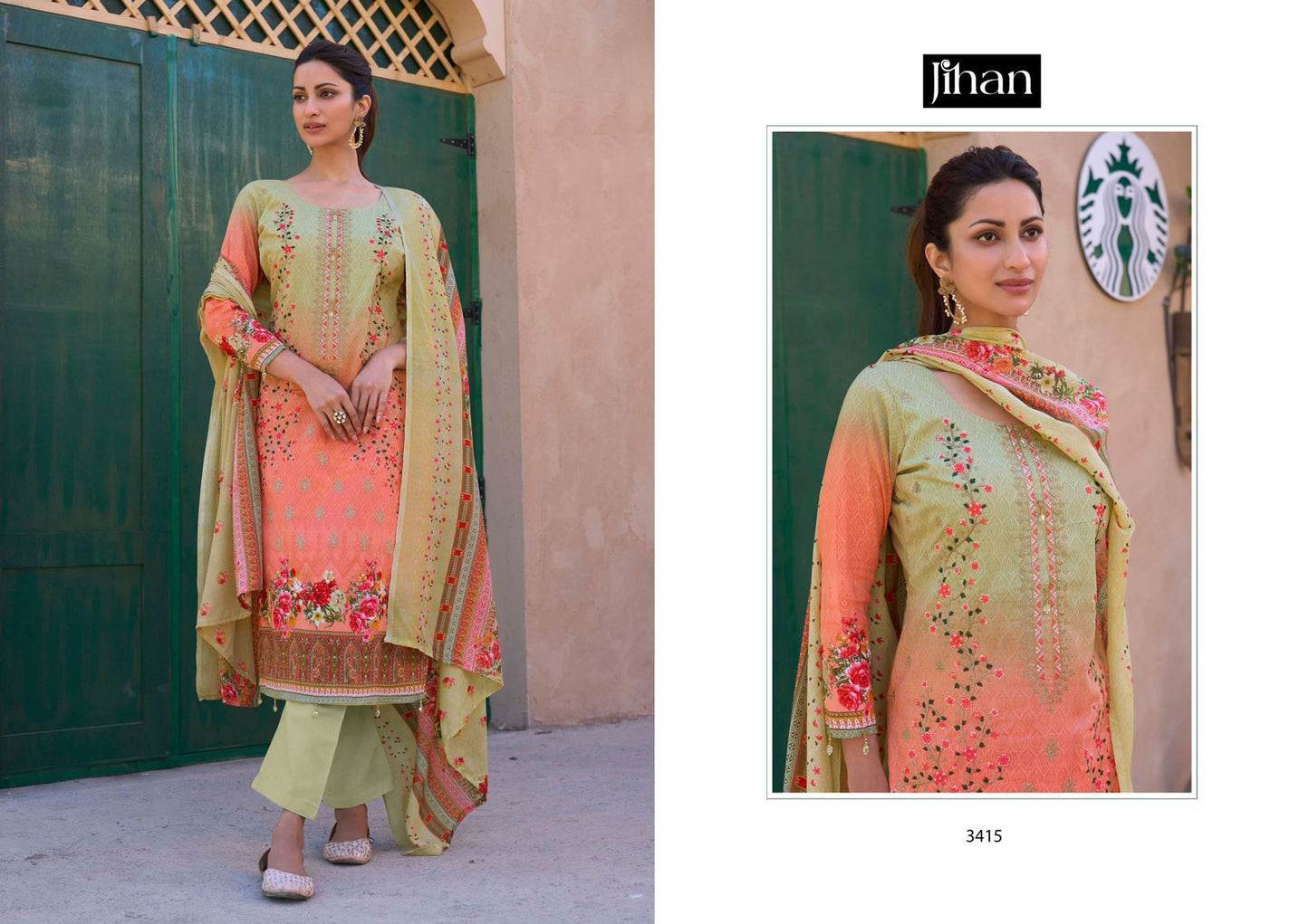 3415 Bin Saeed Lawn Printed Dupatta Collection Jihan Embroidery Pakistani Salwar Suits