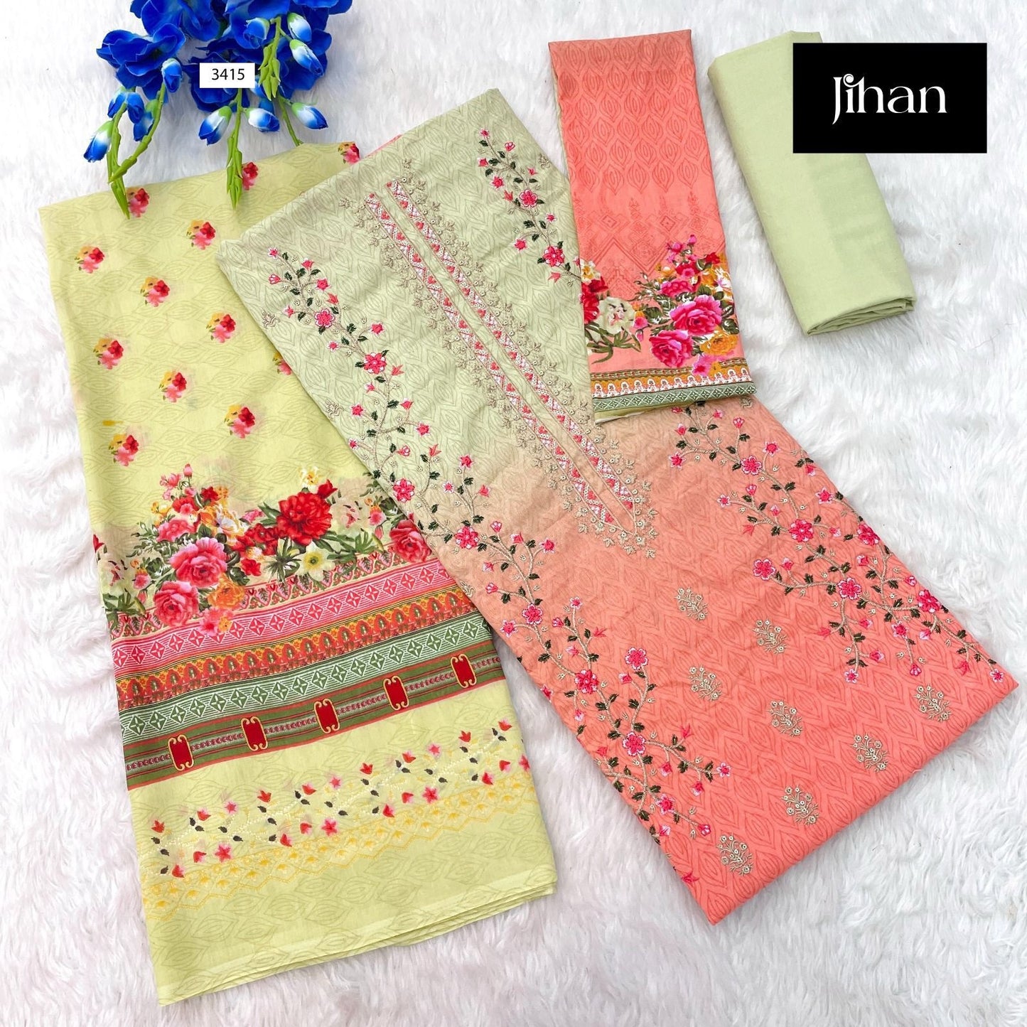 3415 Bin Saeed Lawn Printed Dupatta Collection Jihan Embroidery Pakistani Salwar Suits