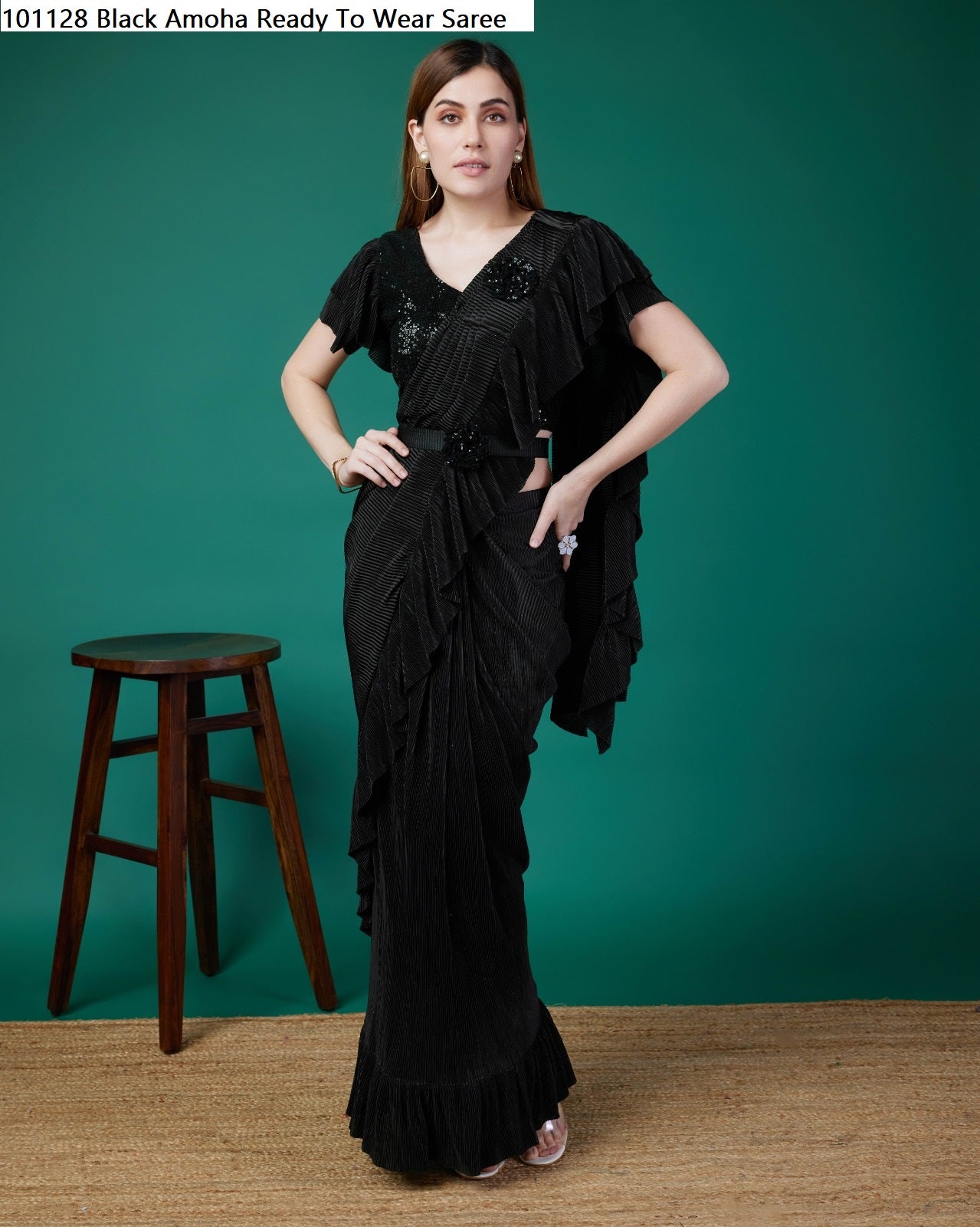 101128 Black Amoha Ready To Wear Saree