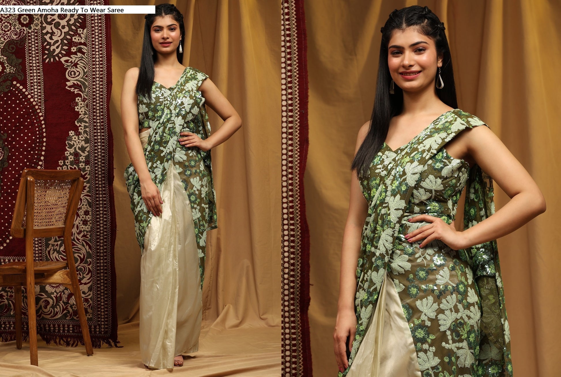 A323Green Amoha Ready To Wear Saree