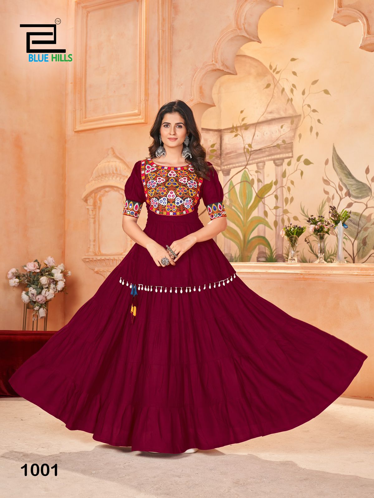 1001 Jhamkudi Bluehills Kurti Skirt Set