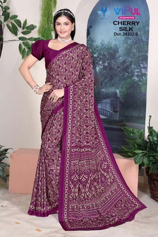 34302-B Vipul Cherry Silk Sarees