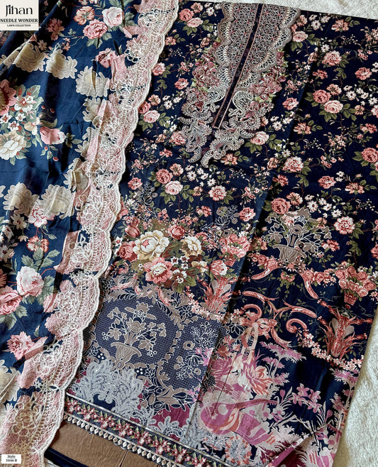 3446-B Needle Wonder Lawn Collection Jihan Pure Cotton Pakistani Patch Suits