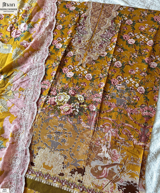 3446-C Needle Wonder Lawn Collection Jihan Pure Cotton Pakistani Patch Suits