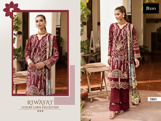 3461 Riwayat Jihan Embroidery Pakistani Patch Suits