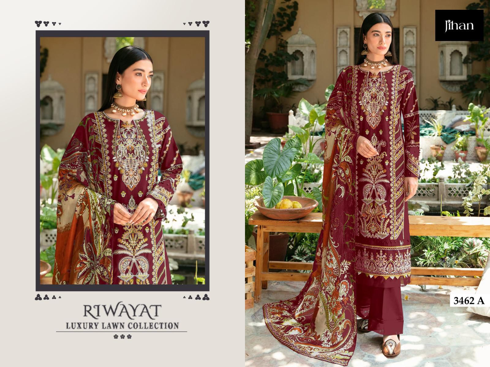 3462A Riwayat Jihan Embroidery Pakistani Salwar Suits