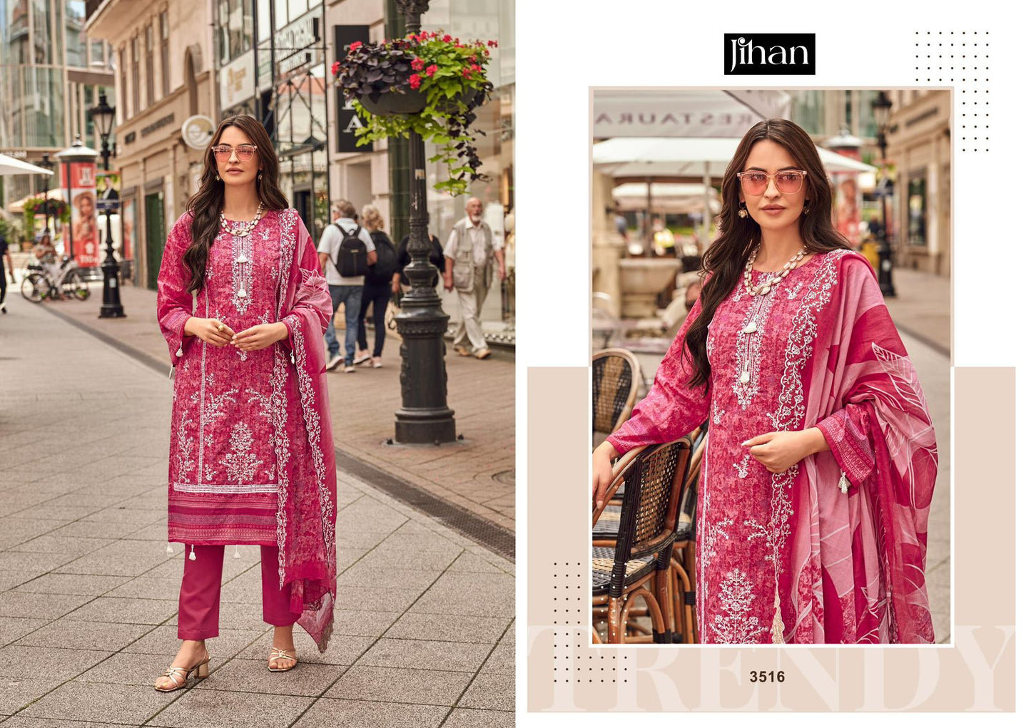 3516 Bin Saeed Lawn Collection Vol 14 Jihan Embroidery Pakistani Salwar Suits