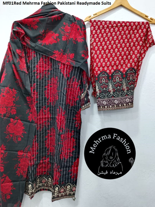 Mf01Red Mehrma Fashion Pakistani Readymade Suits