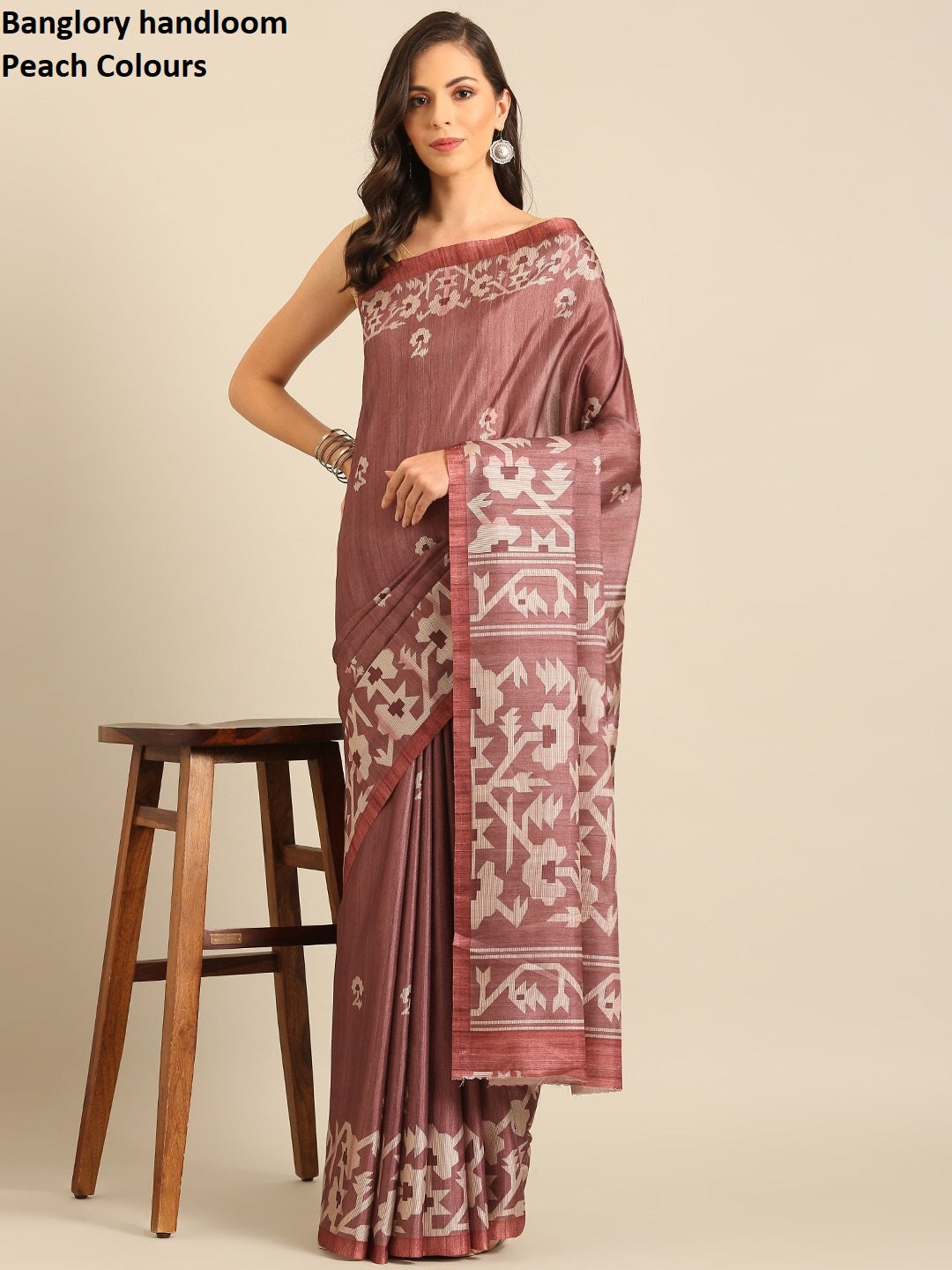 Banglory Handloom Peach Bunawat Sarees
