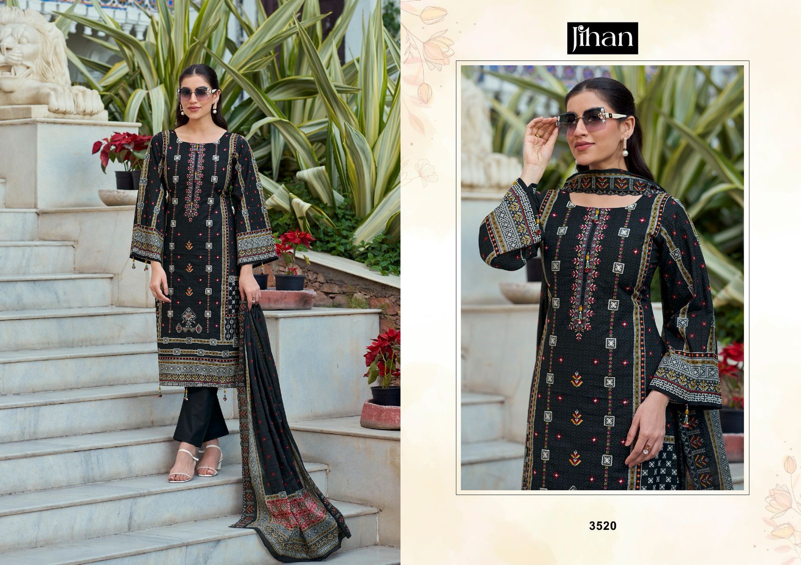 3520 Bin Saeed Lawn Collection Vol 16 Jihan Embroidery Pakistani Salwar Suits