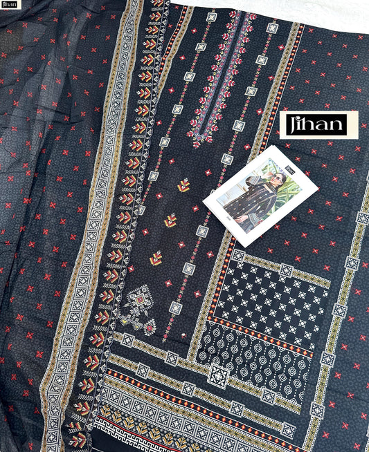 3520 Bin Saeed Lawn Collection Vol 16 Jihan Embroidery Pakistani Salwar Suits