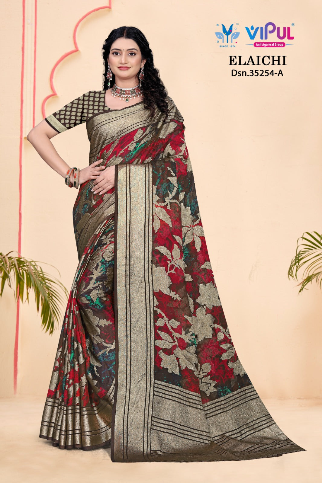 35254-A Elaichi Vipul Brasso Sarees