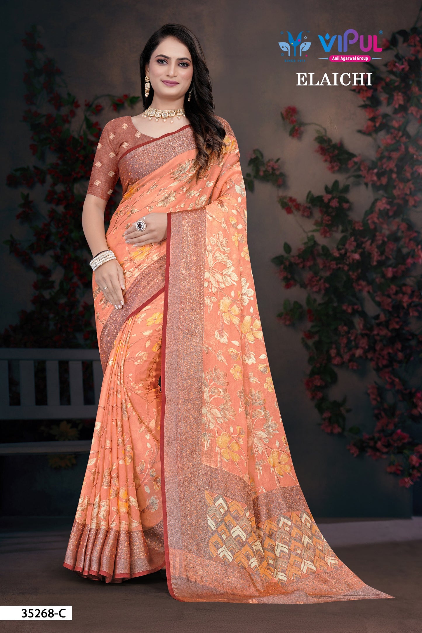 35268-C Elaichi Vipul Brasso Sarees