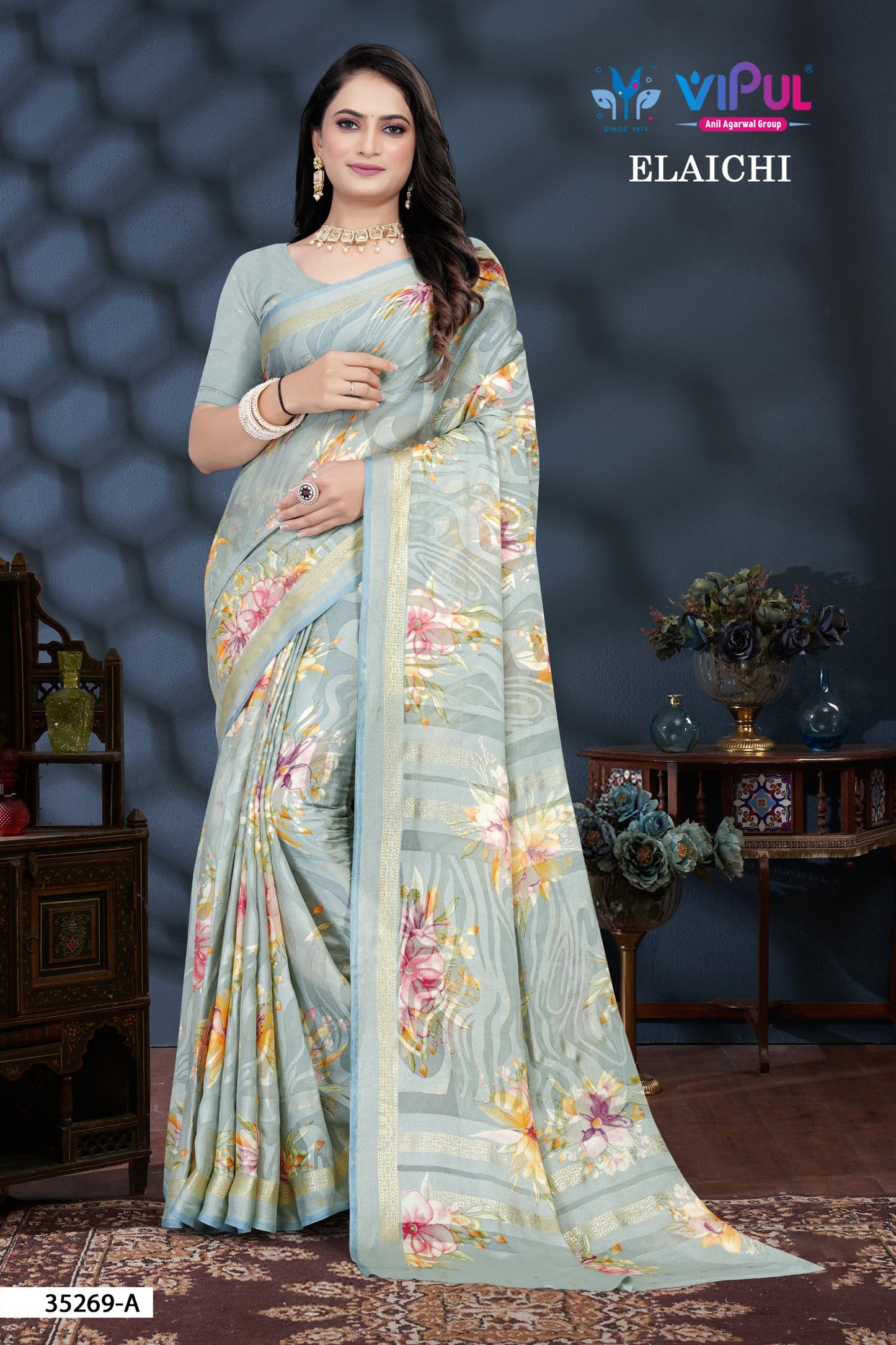 35269-A Elaichi Vipul Brasso Sarees