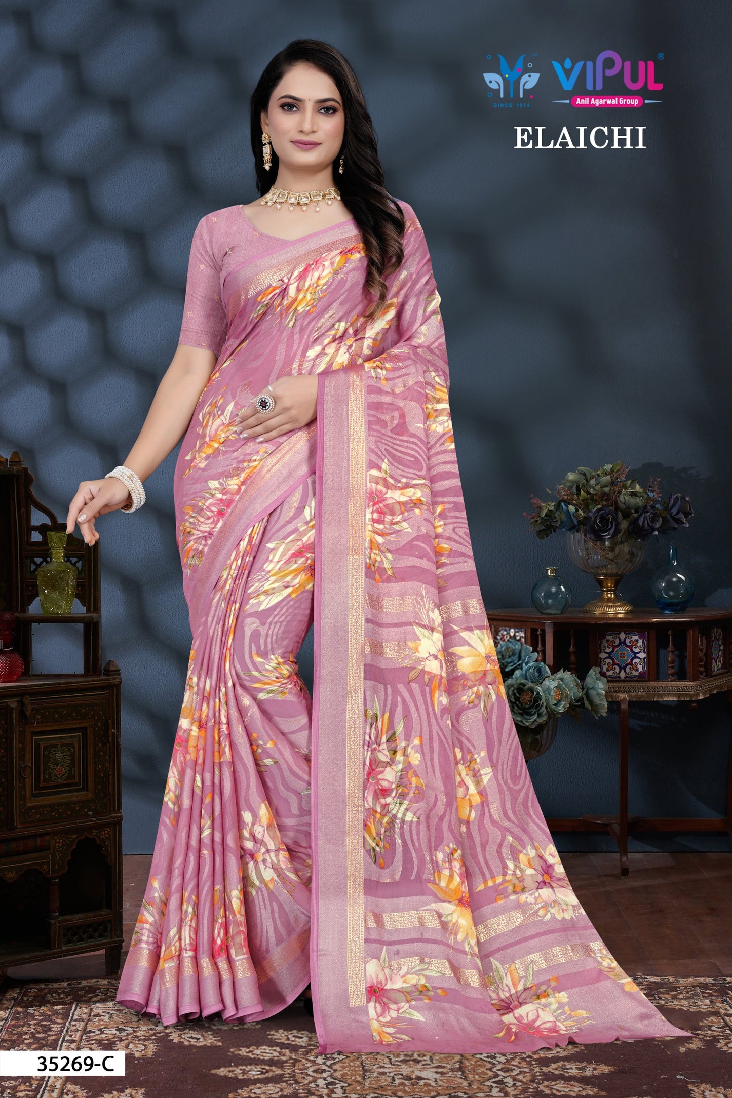 35269-C Elaichi Vipul Brasso Sarees