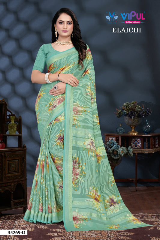 35269-D Elaichi Vipul Brasso Sarees