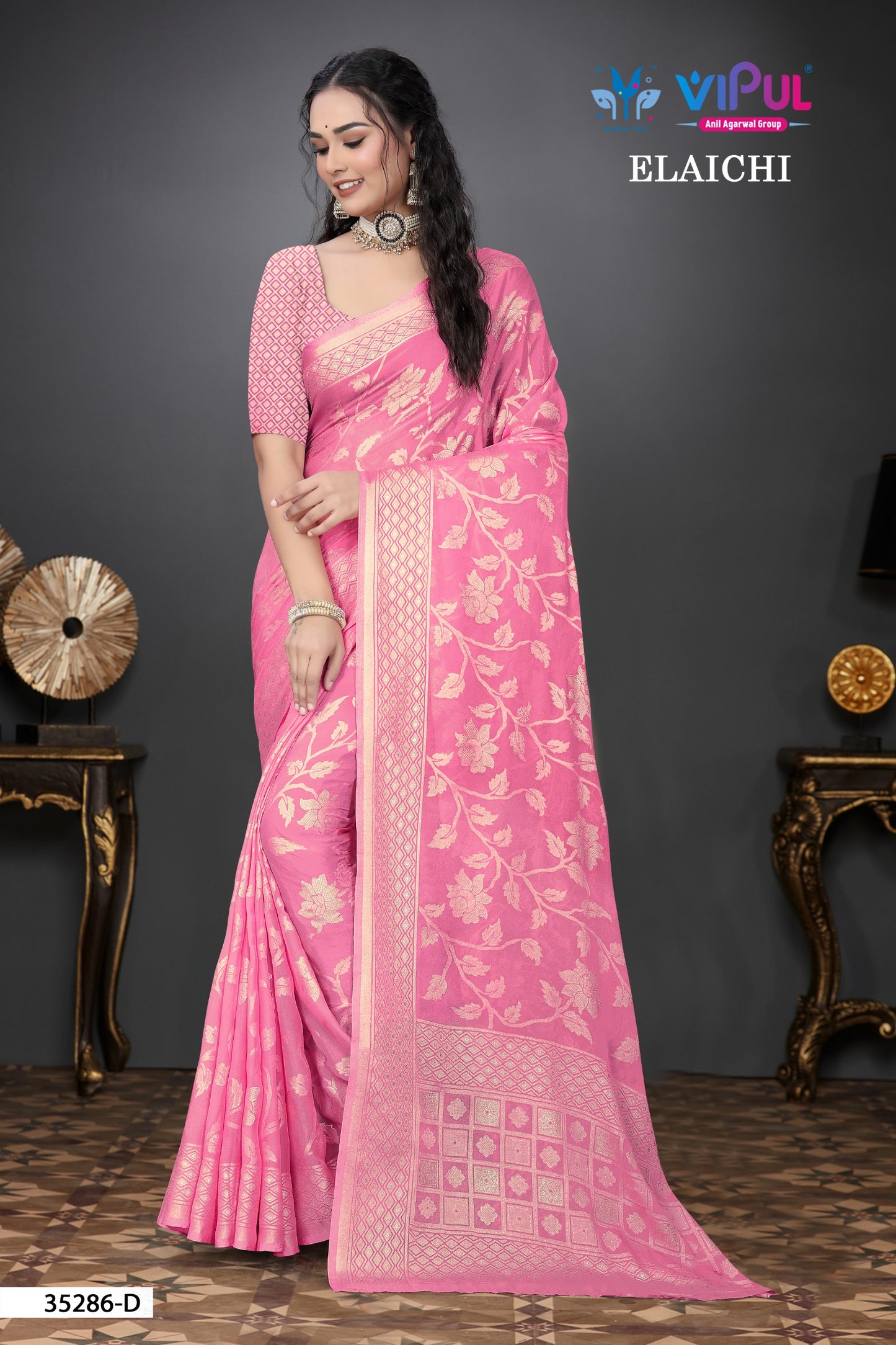 35286-D Elaichi Vipul Brasso Sarees