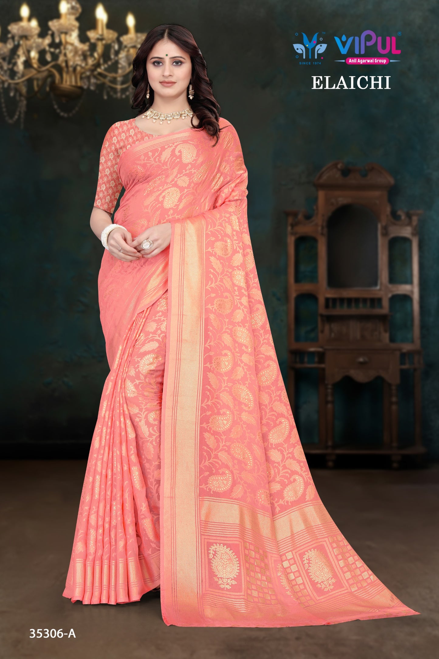35306-A Elaichi Vipul Brasso Sarees