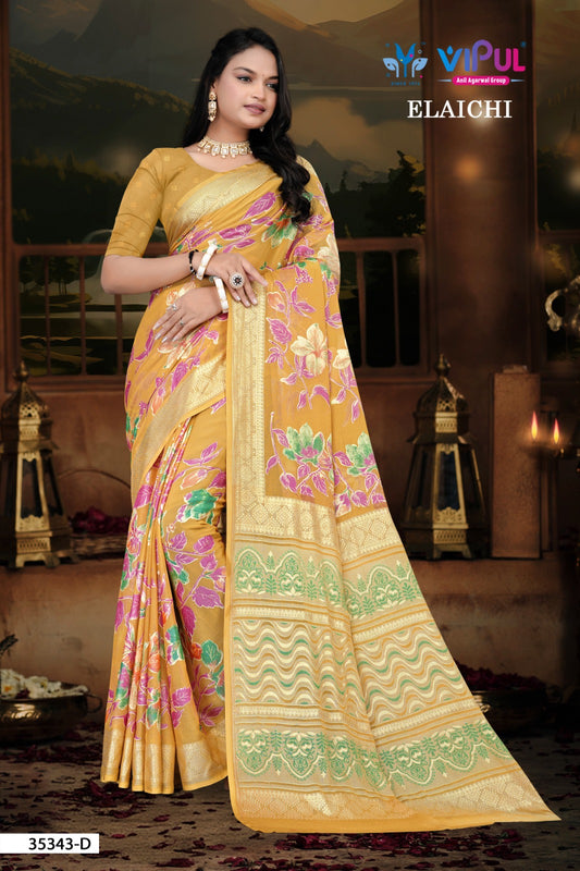 35343-D Elaichi Vipul Brasso Sarees