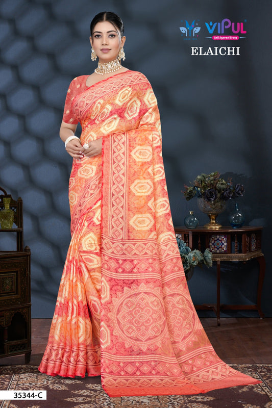 35344-C Elaichi Vipul Brasso Sarees