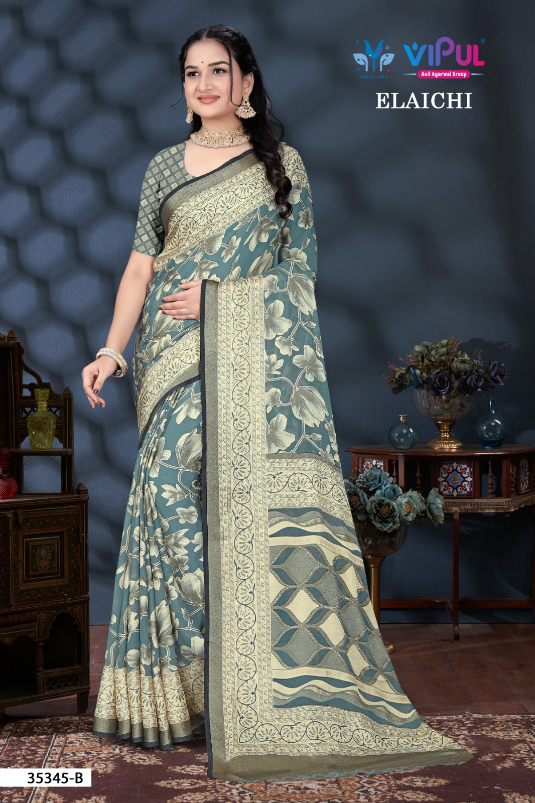 35345-B Elaichi Vipul Brasso Sarees