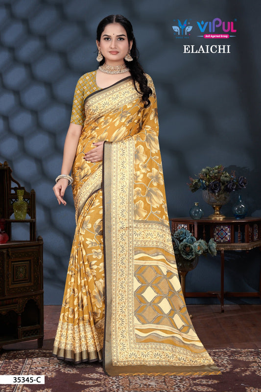 35345-C Elaichi Vipul Brasso Sarees