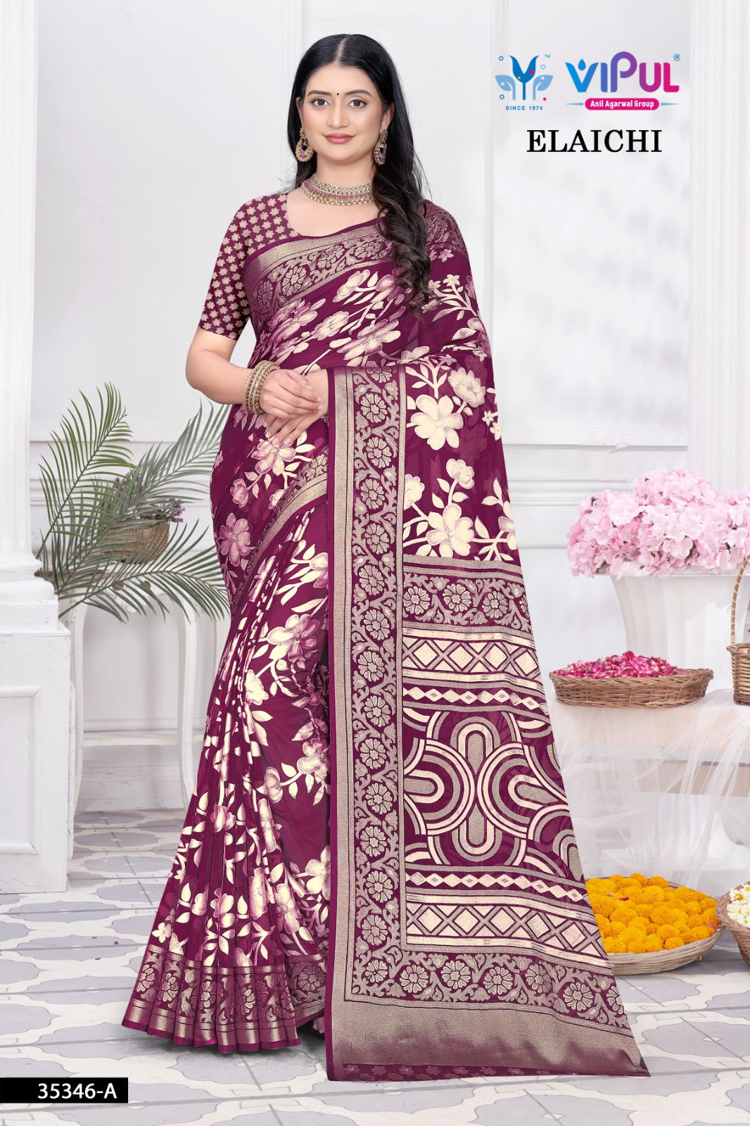 35346-A Elaichi Vipul Brasso Sarees