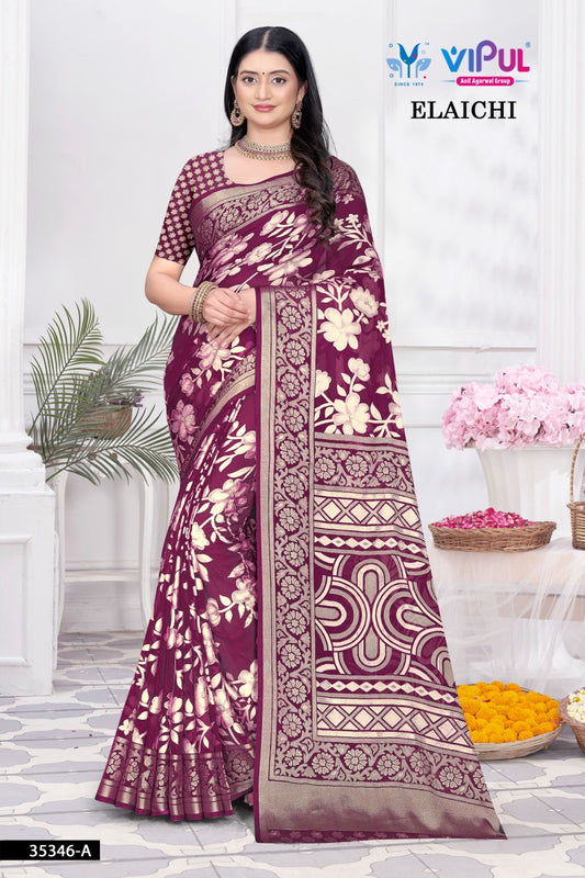 35346-A Elaichi Vipul Brasso Sarees