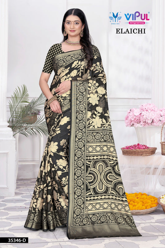 35346-D Elaichi Vipul Brasso Sarees