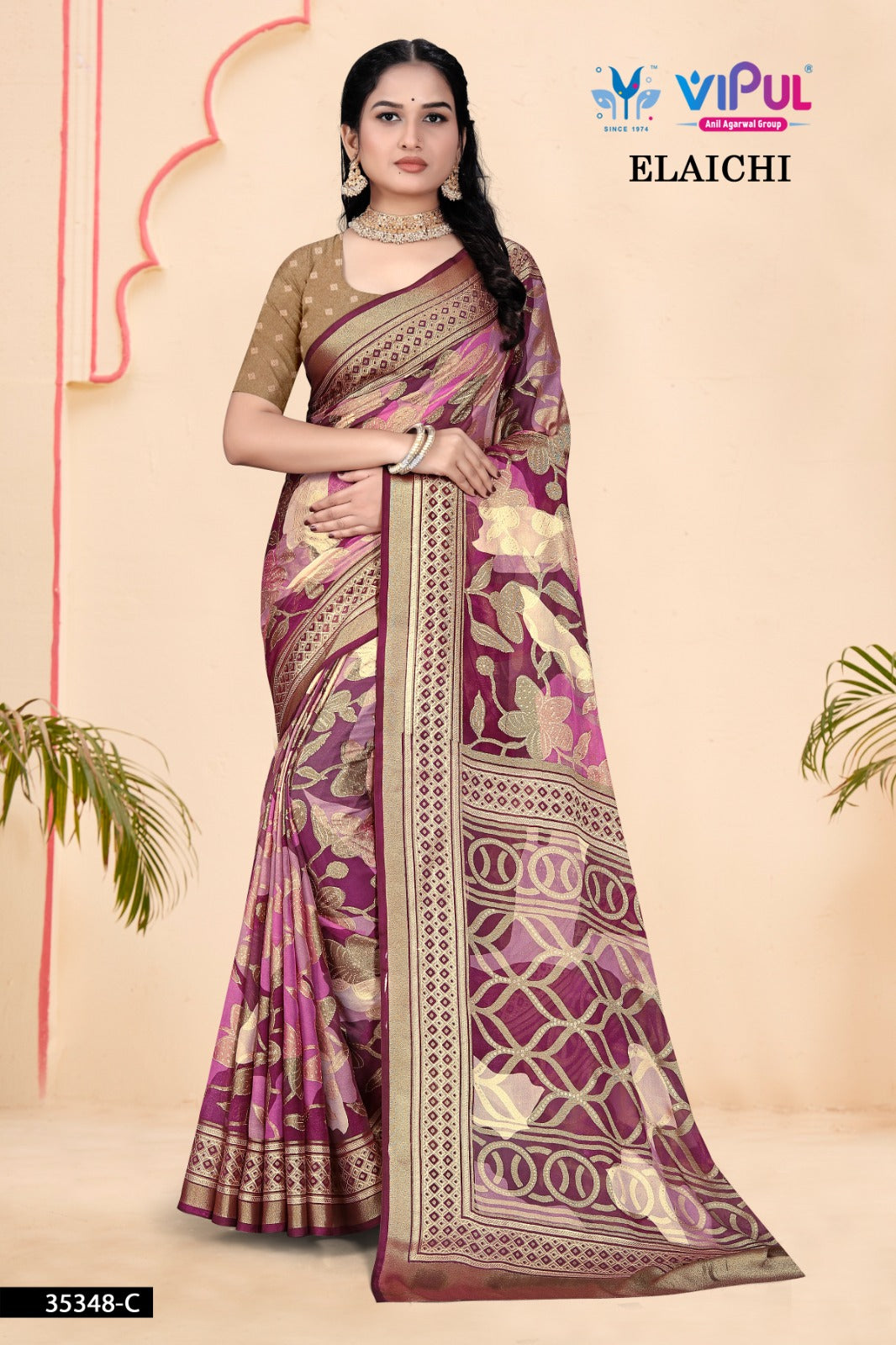 35348-C Elaichi Vipul Brasso Sarees