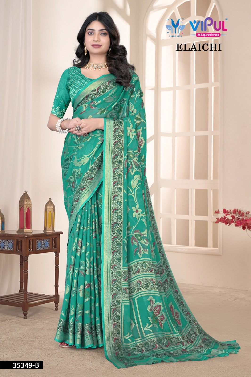 35349-B Elaichi Vipul Brasso Sarees