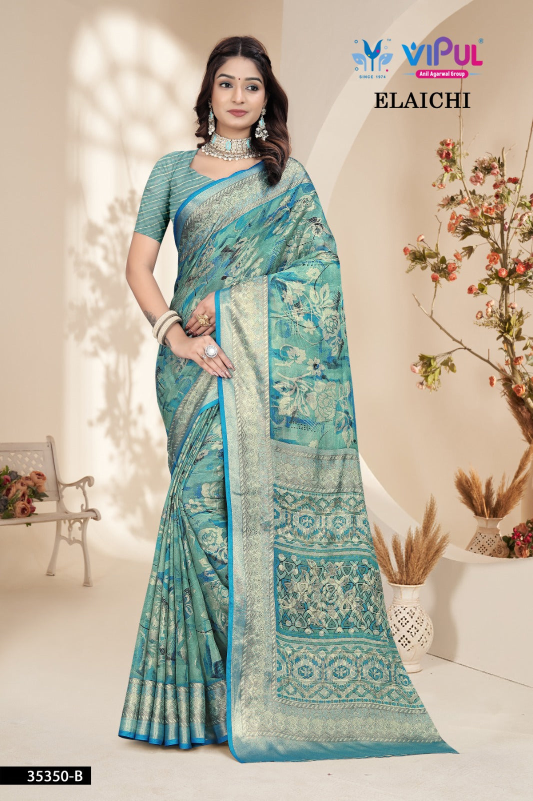 35350-B Elaichi Vipul Brasso Sarees