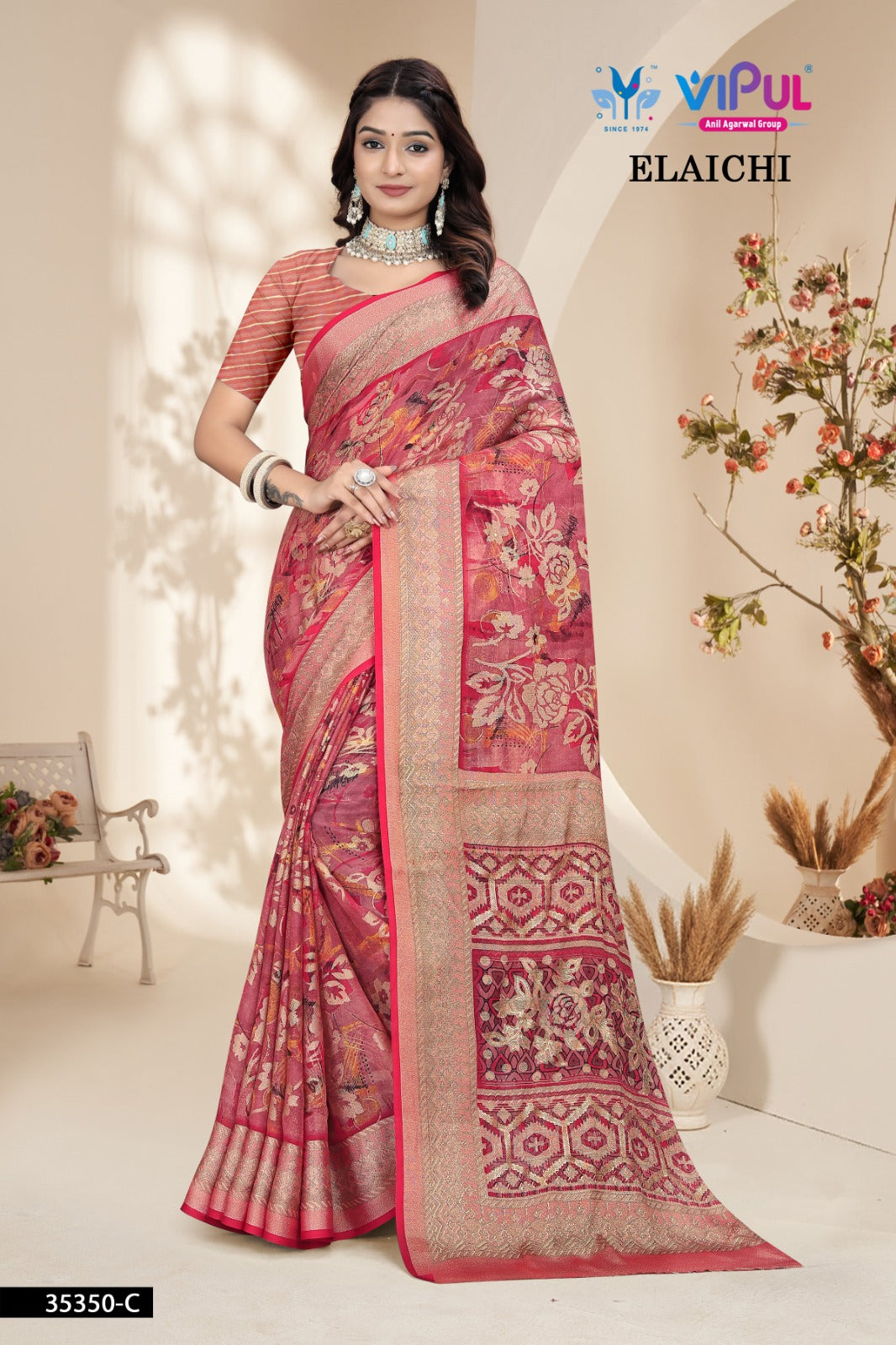 35350-C Elaichi Vipul Brasso Sarees