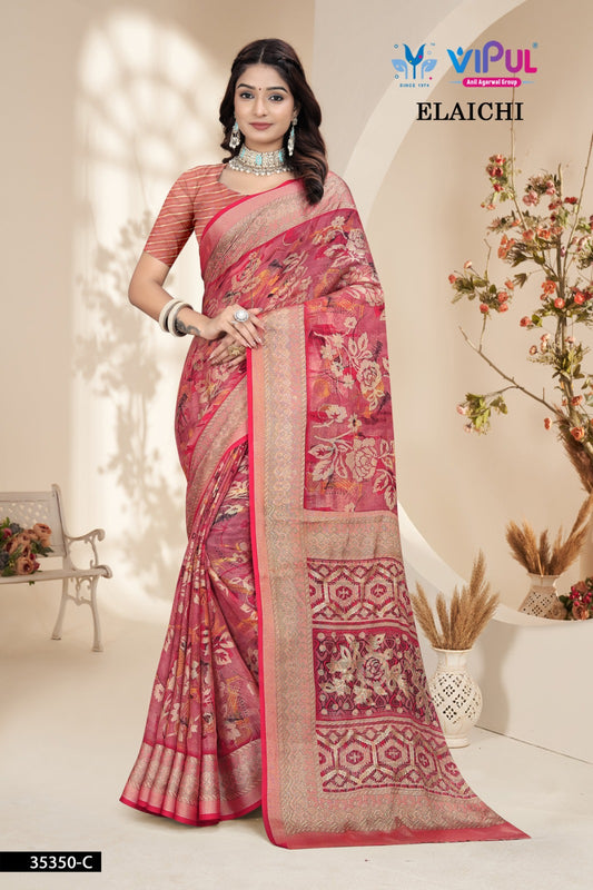 35350-C Elaichi Vipul Brasso Sarees
